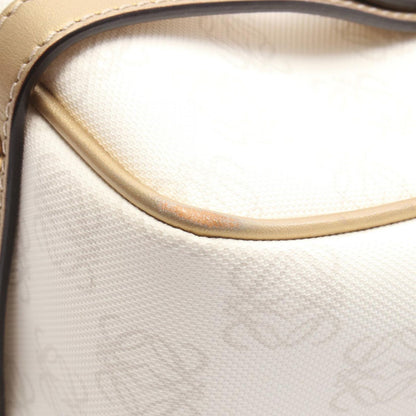 Loewe Handbag Pockets White Gold Canvas Leather Repeat Anagram — view 8