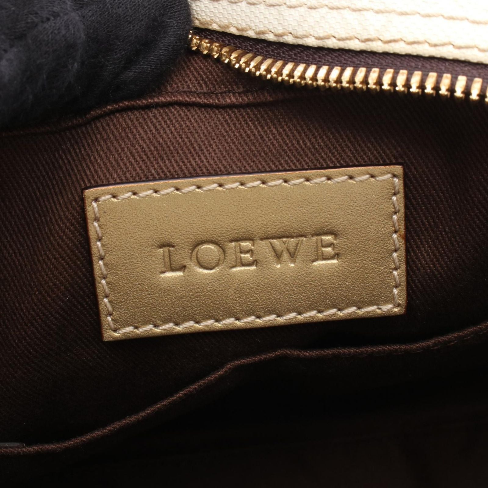 Loewe Handbag Pockets White Gold Canvas Leather Repeat Anagram — view 4