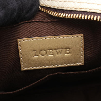 Loewe Handbag Pockets White Gold Canvas Leather Repeat Anagram — view 4