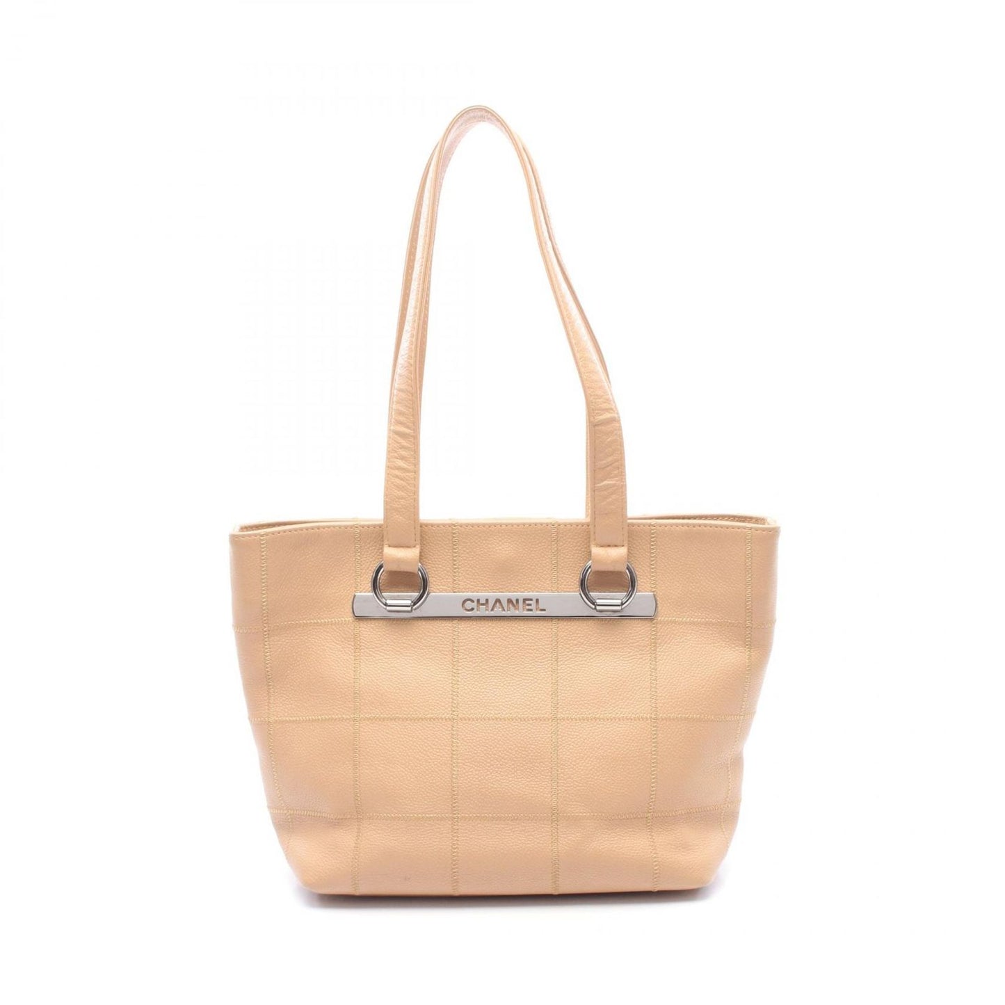Chanel Tote Choco Bar Beige Caviar Leather