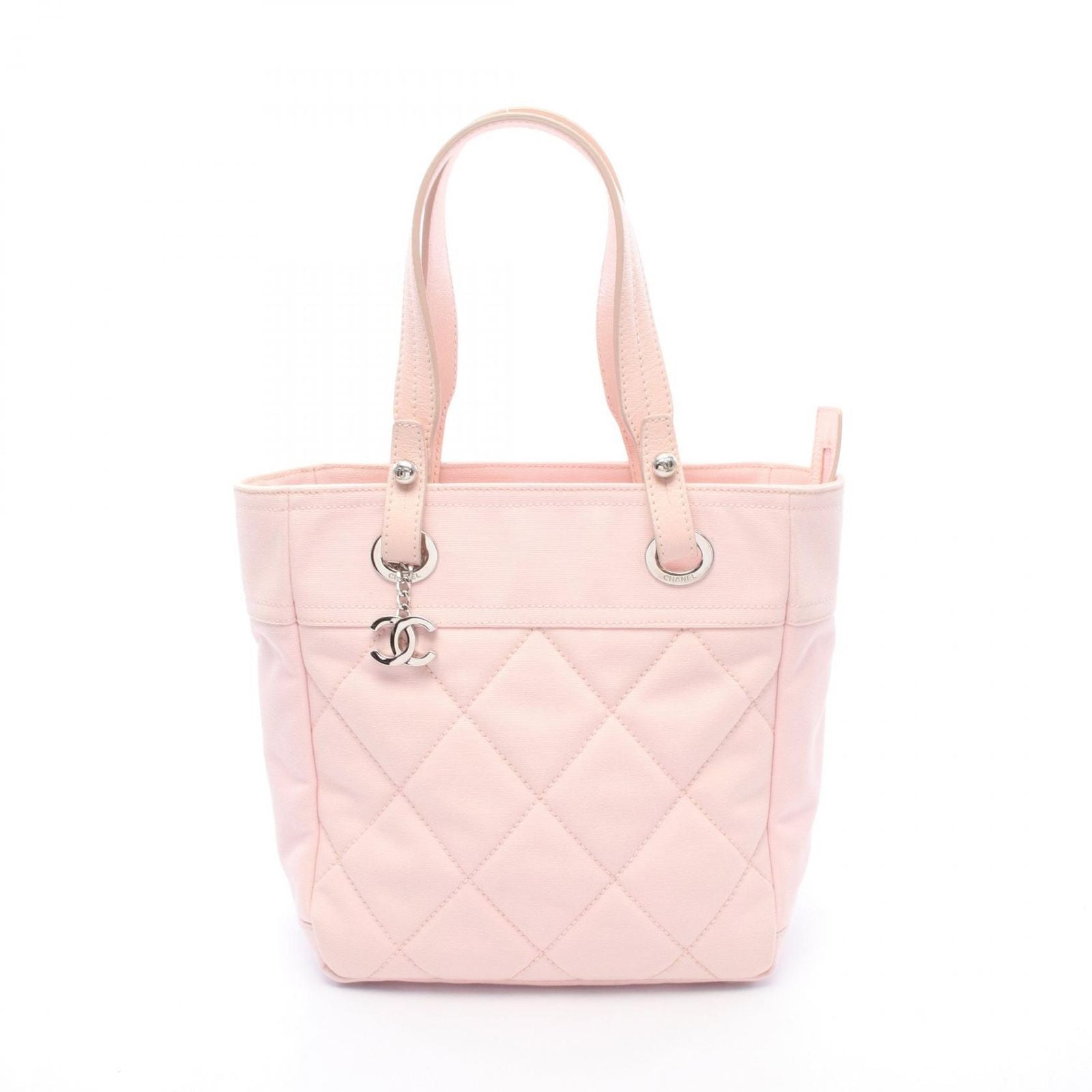 Chanel Tote Paris Biarritz PM Pink Canvas Leather PM