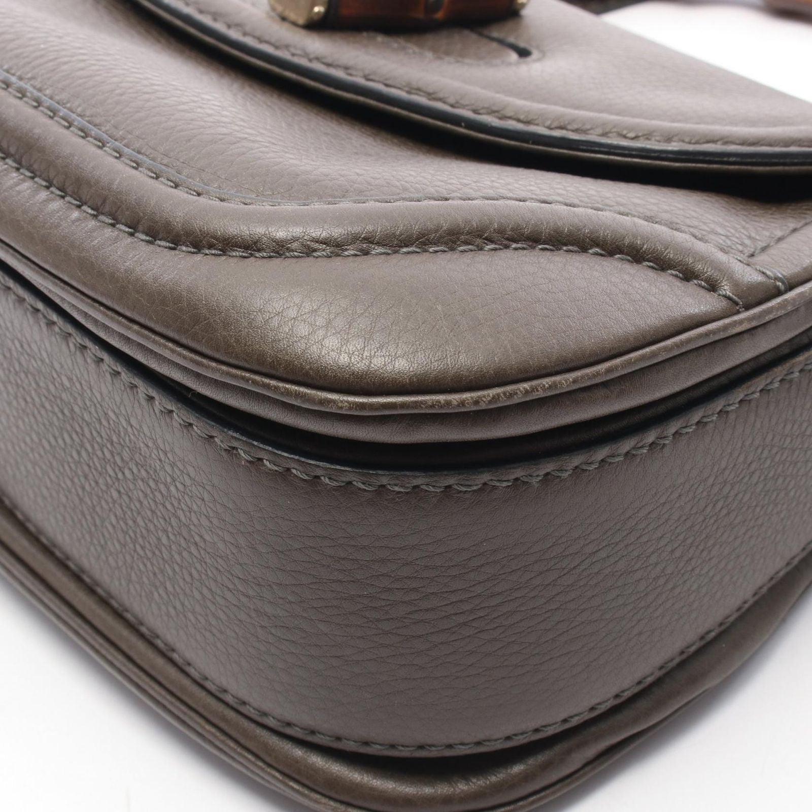 Gucci Handbag New Bamboo 2-Way Khaki Leather New Bambu — view 6