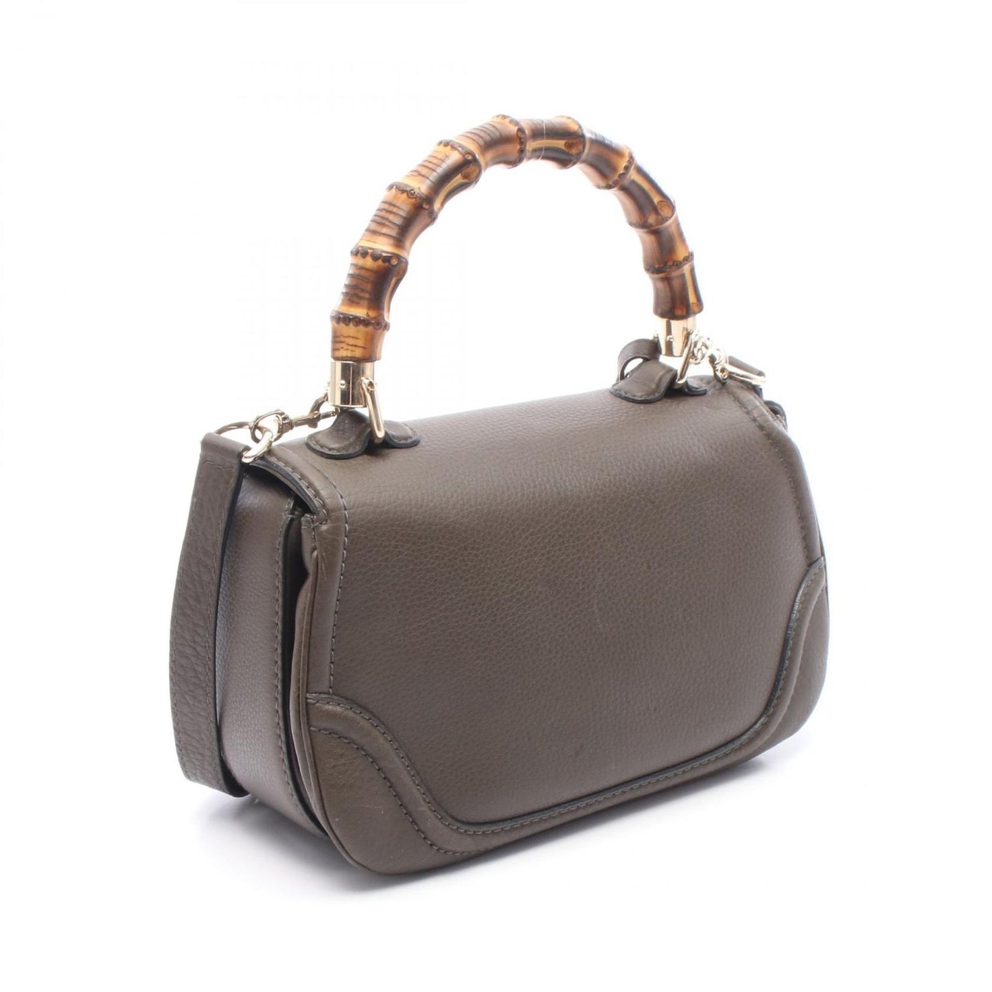 Gucci Handbag New Bamboo 2-Way Khaki Leather New Bambu — view 2