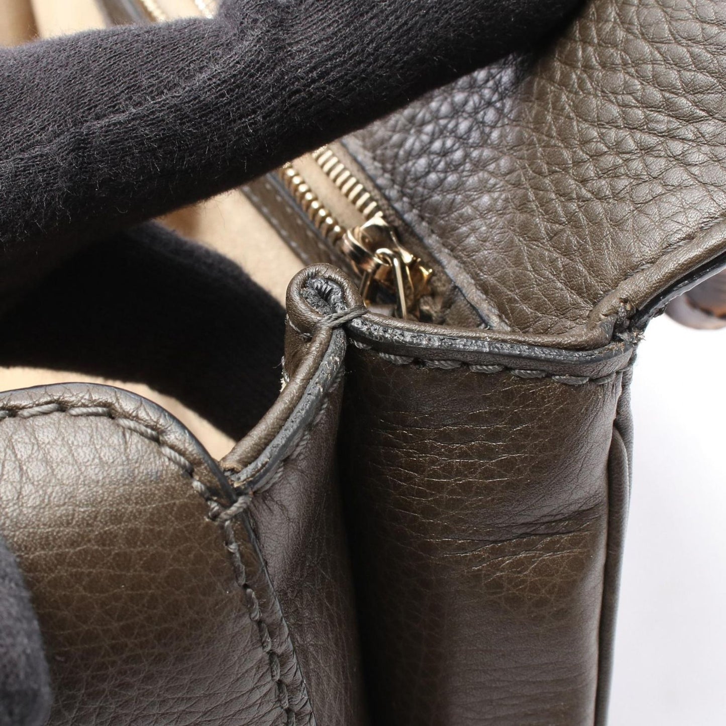 Gucci Handbag New Bamboo 2-Way Khaki Leather New Bambu — view 5