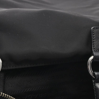 Prada Tote Skull Studs 2-Way Black Nylon Saffiano Leather Shoulder — view 9