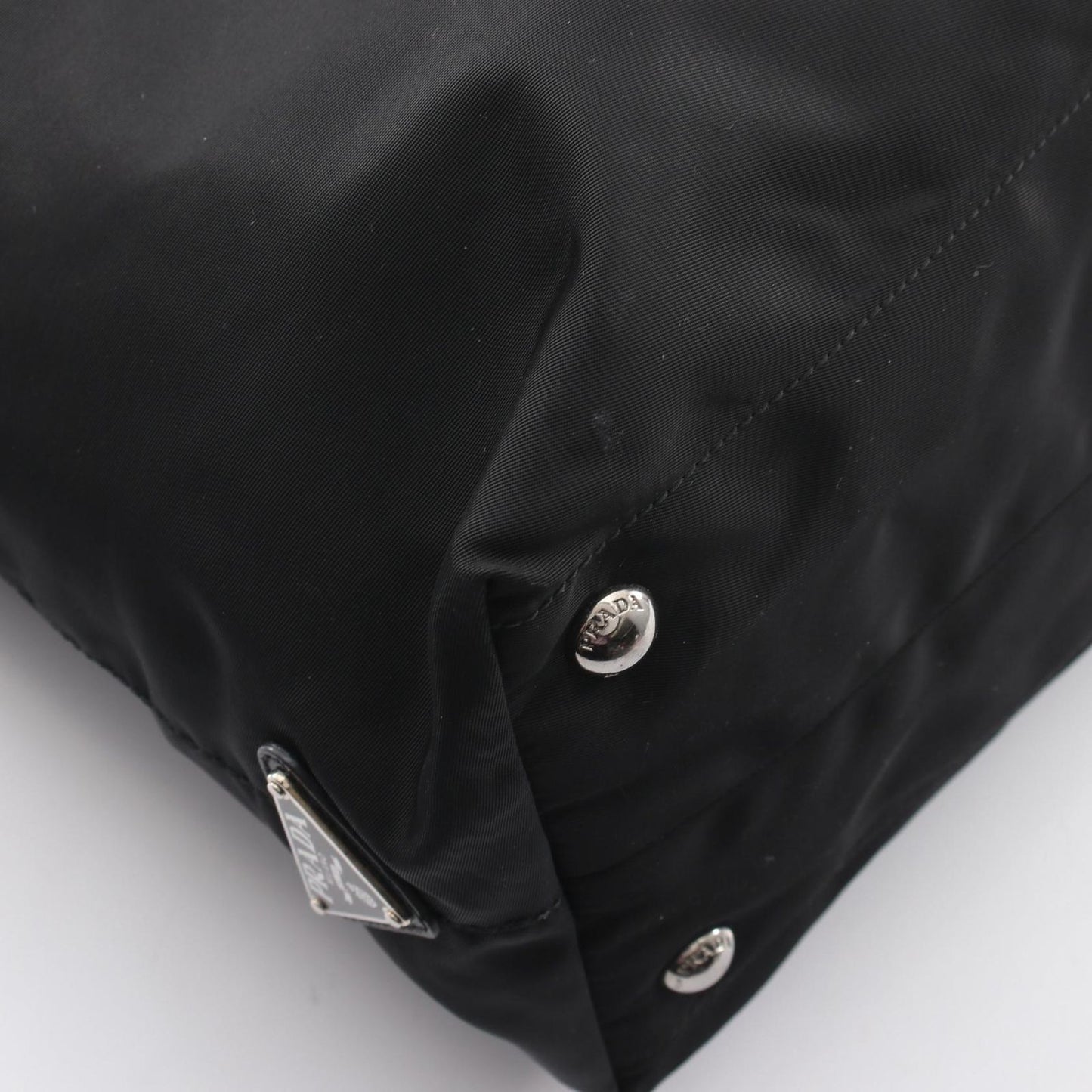Prada Tote Skull Studs 2-Way Black Nylon Saffiano Leather Shoulder — view 7