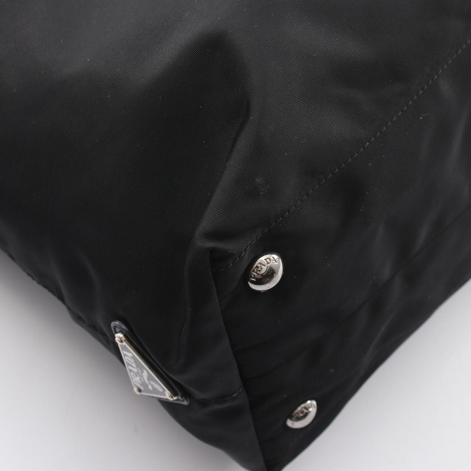 Prada Tote Skull Studs 2-Way Black Nylon Saffiano Leather Shoulder — view 7