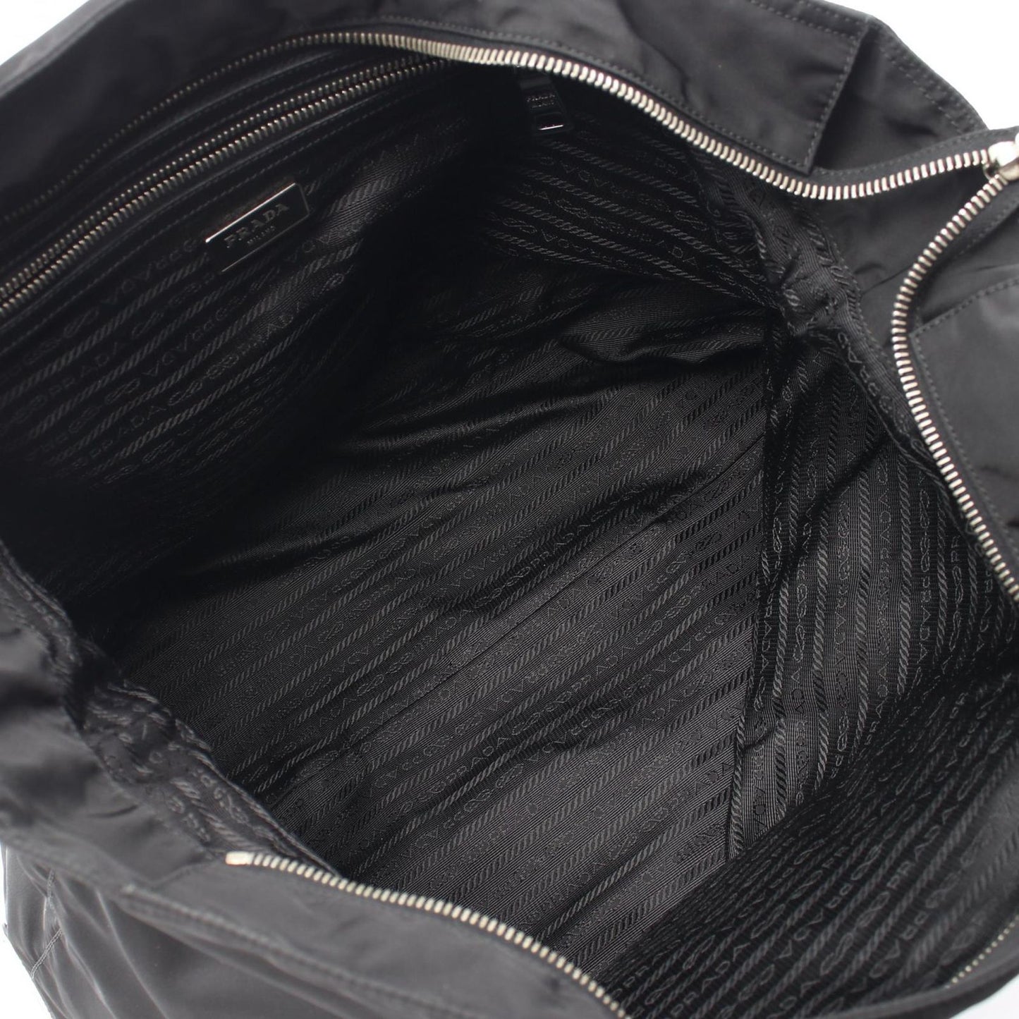 Prada Tote Skull Studs 2-Way Black Nylon Saffiano Leather Shoulder — view 3