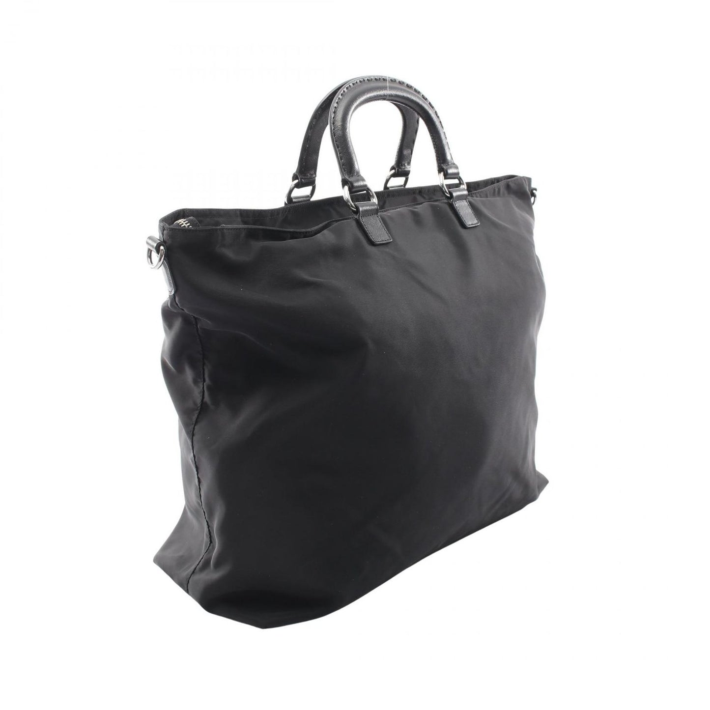 Prada Tote Skull Studs 2-Way Black Nylon Saffiano Leather Shoulder — view 2