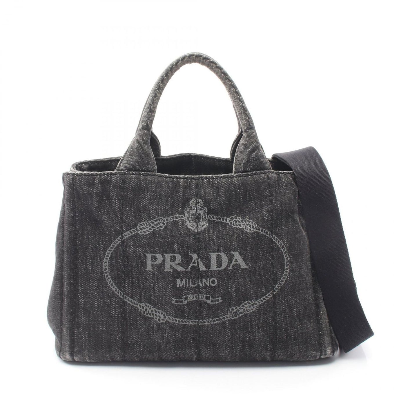 Prada Tote Canapa 2-Way Black Denim