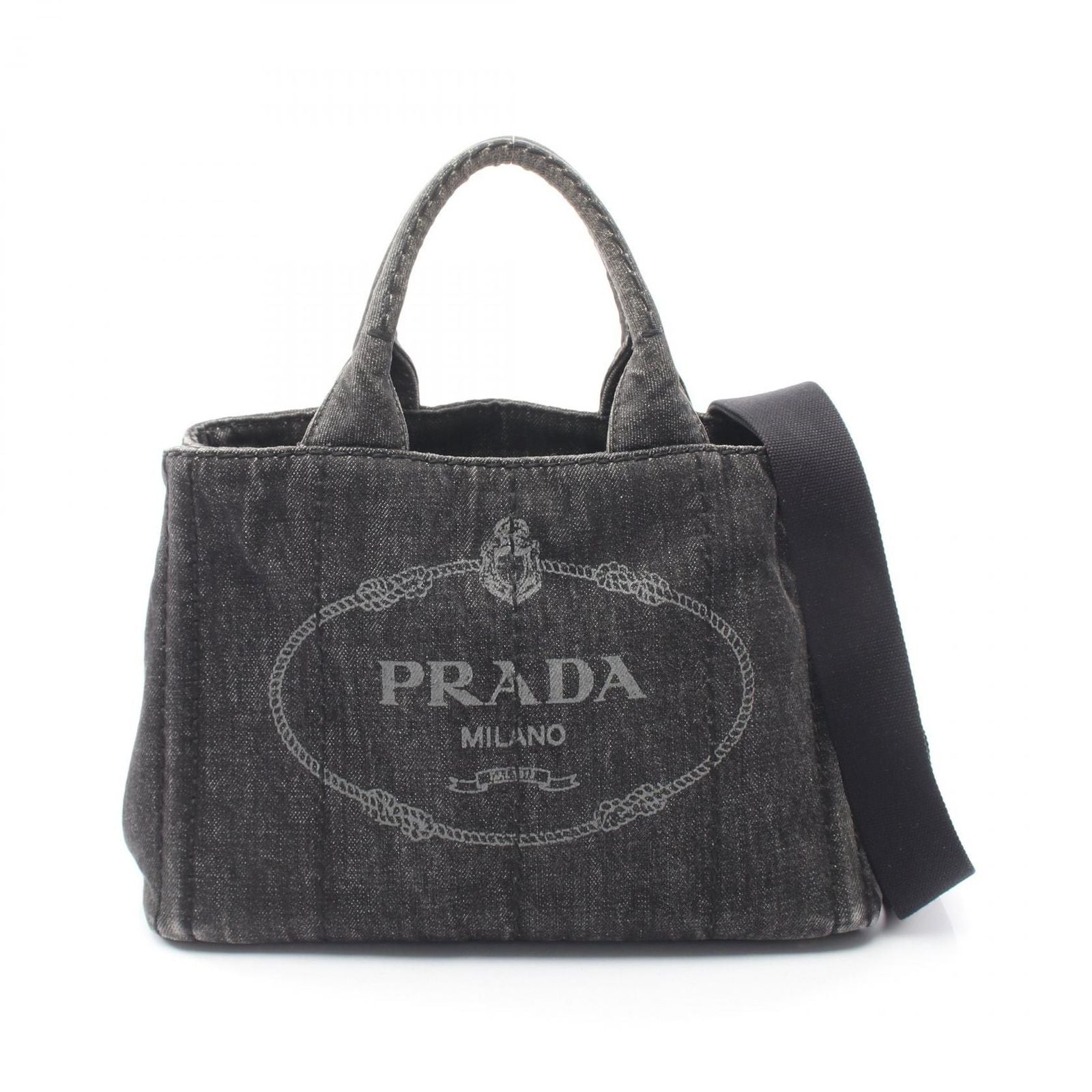 Prada Tote Canapa 2-Way Black Denim