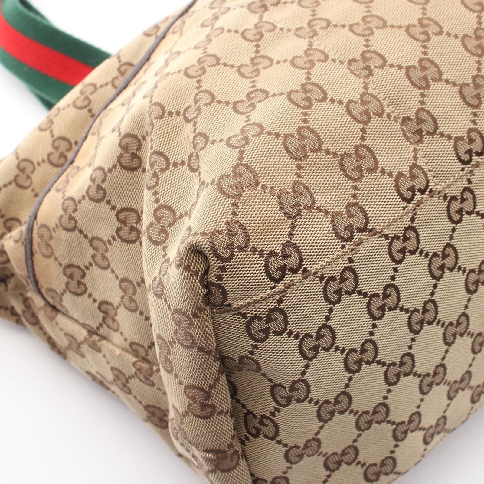 Gucci Tote Webbing Line Mother's Brown Canvas Leather Sherry — view 6