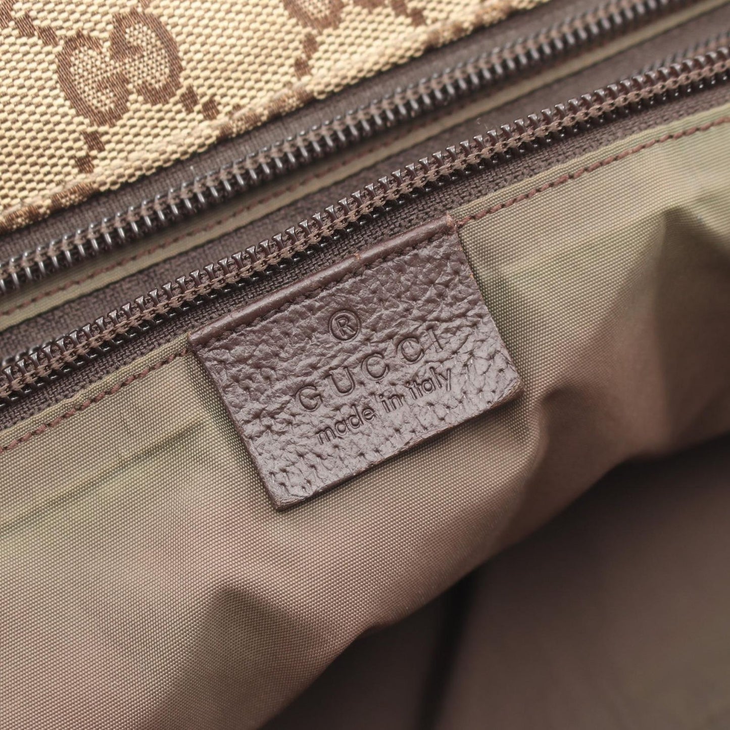 Gucci Tote Webbing Line Mother's Brown Canvas Leather Sherry — view 4