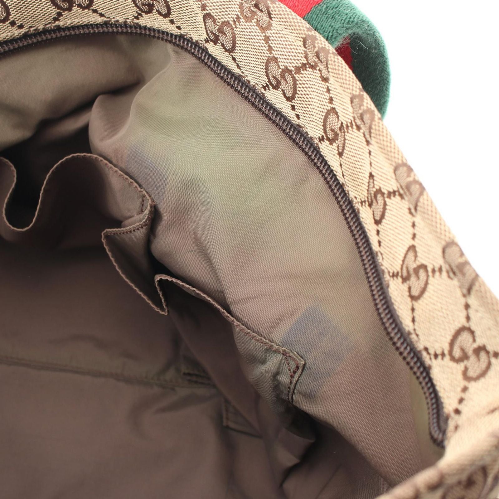 Gucci Tote Webbing Line Mother's Brown Canvas Leather Sherry — view 5