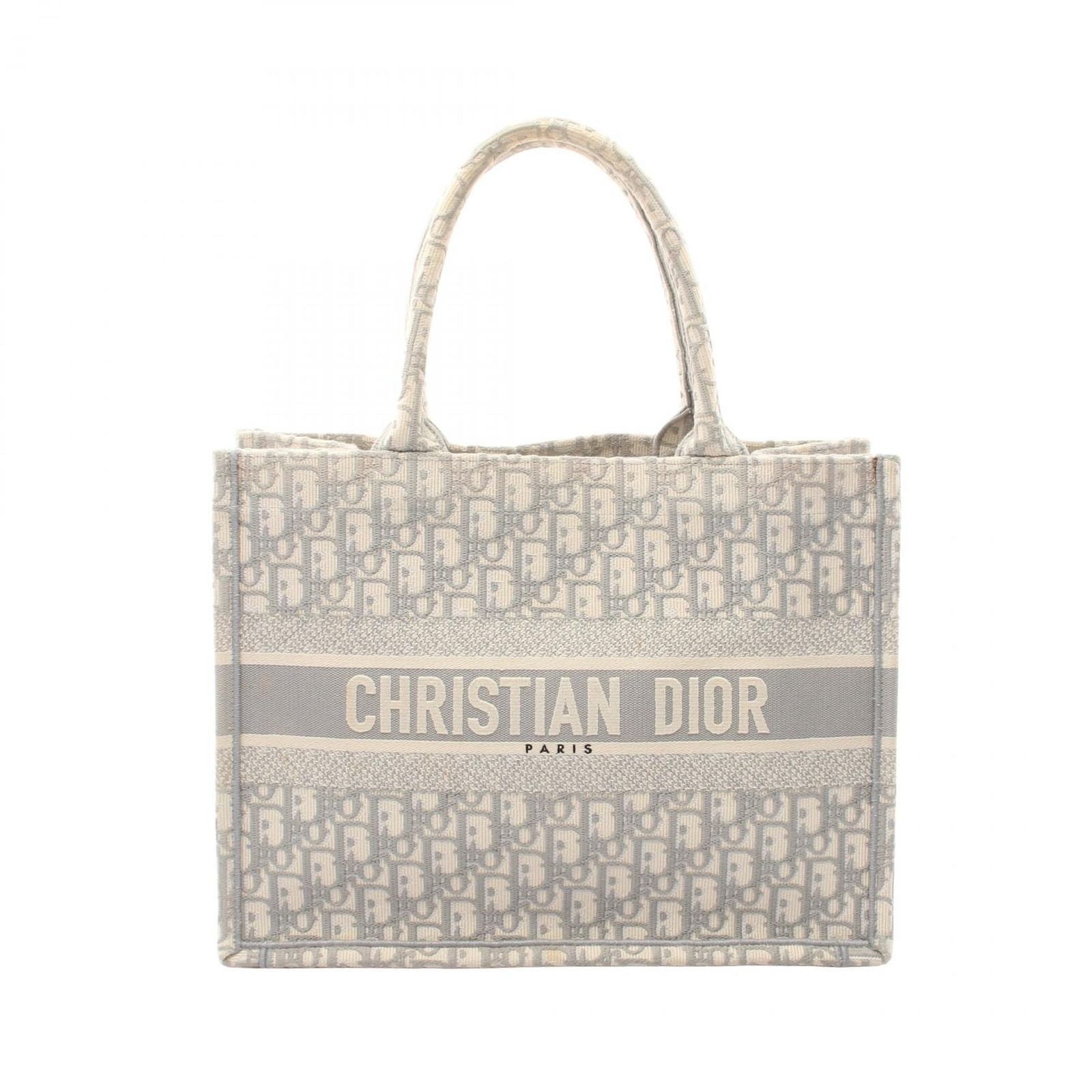 Dior Tote Book Oblique Gray White Canvas