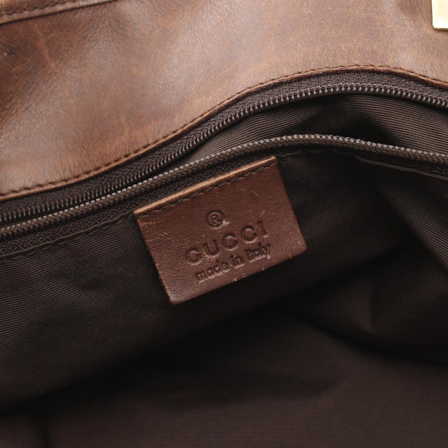 Gucci Tote GG Pattern 002 Dark Brown Beige Canvas Leather — view 4