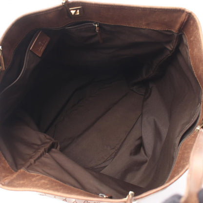 Gucci Tote GG Pattern 002 Dark Brown Beige Canvas Leather — view 3