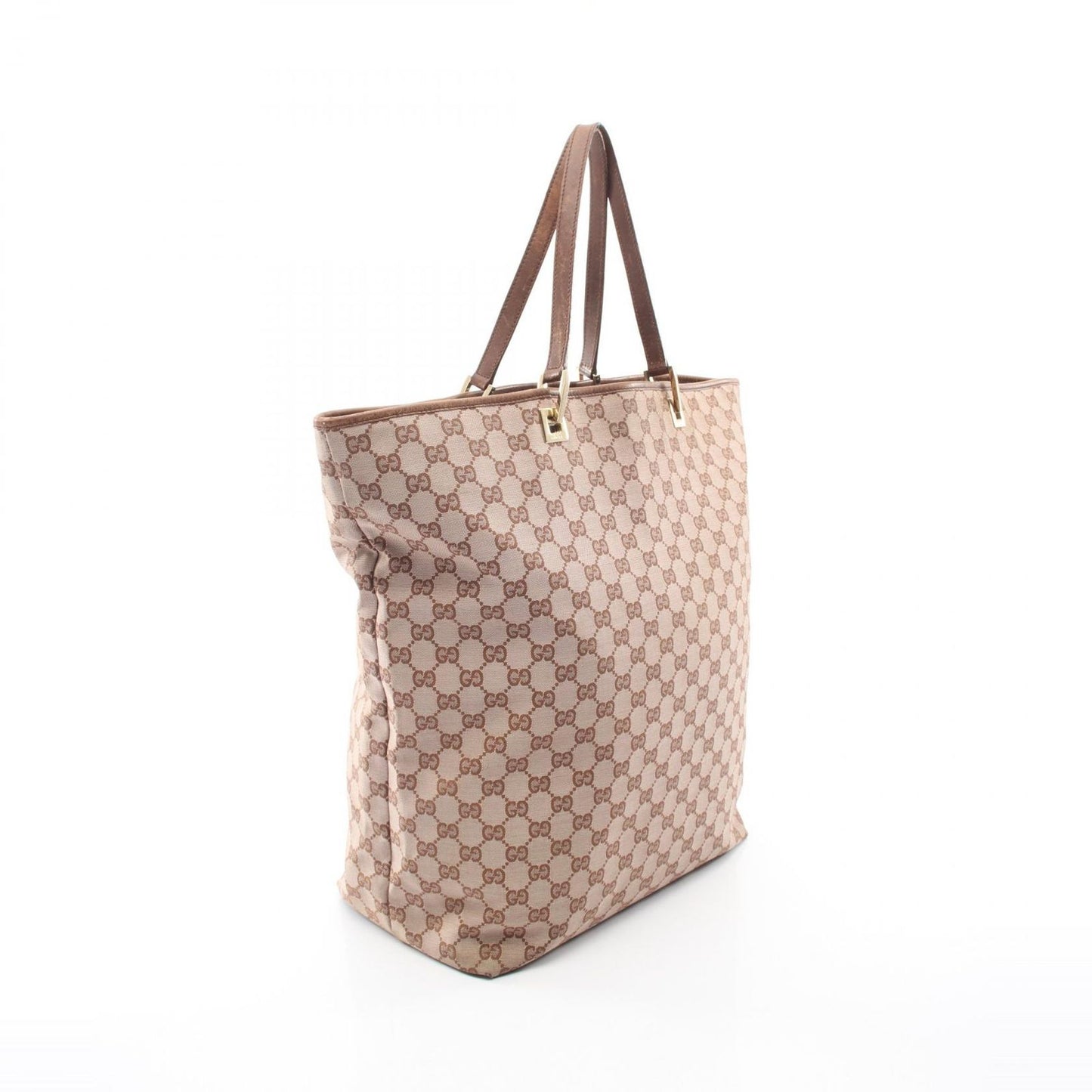 Gucci Tote GG Pattern 002 Dark Brown Beige Canvas Leather — view 2