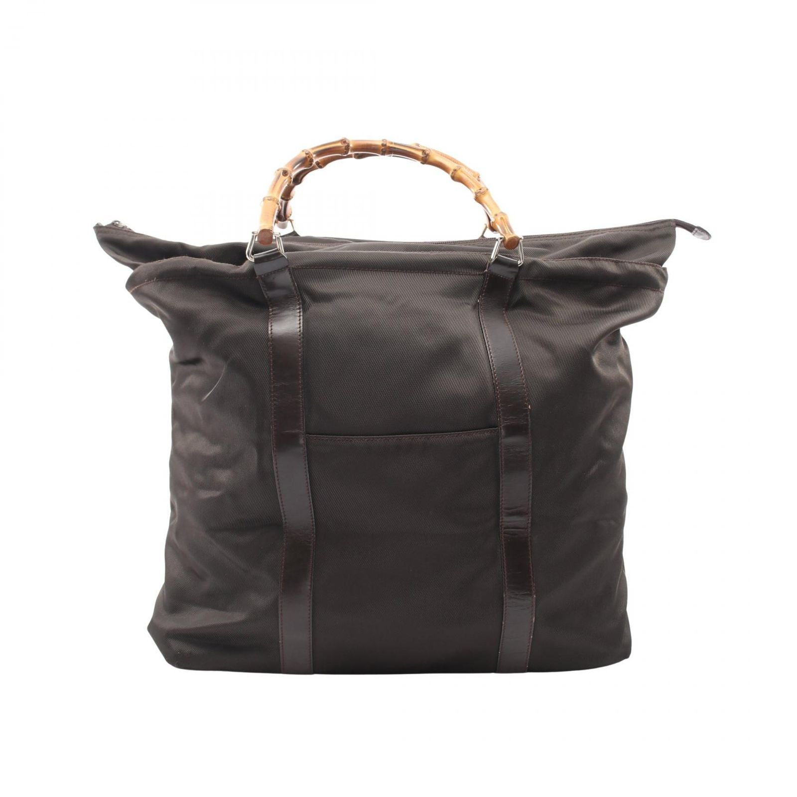 Gucci Tote Bamboo 002 Dark Brown Nylon Leather