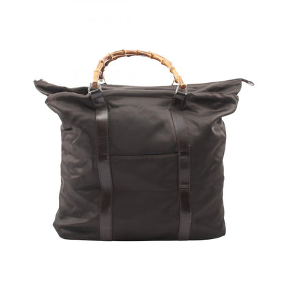 Gucci Tote Bamboo 002 Dark Brown Nylon Leather
