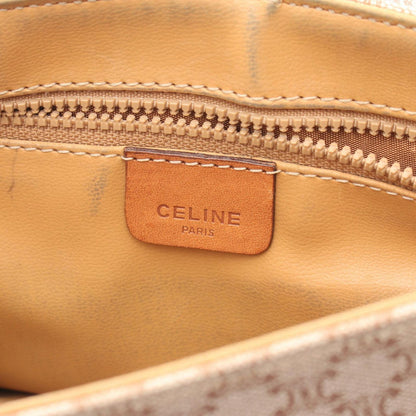 Celine Shoulder Bag Triomphe Beige Brown Canvas Leather Madacam — view 4