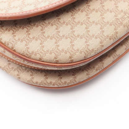 Celine Shoulder Bag Triomphe Beige Brown Canvas Leather Madacam — view 5
