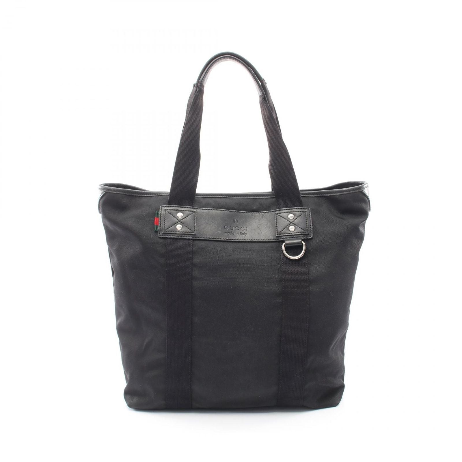Gucci Tote Sherry Line Black Canvas Leather