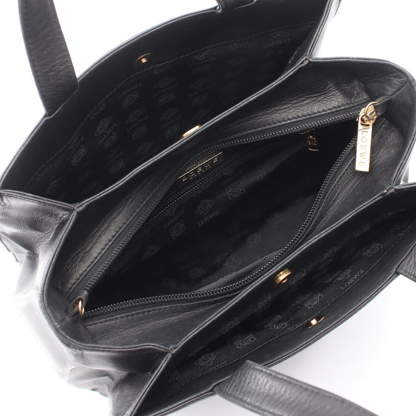 Loewe Handbag Anagram 2-Way Black Leather Shoulder — view 3