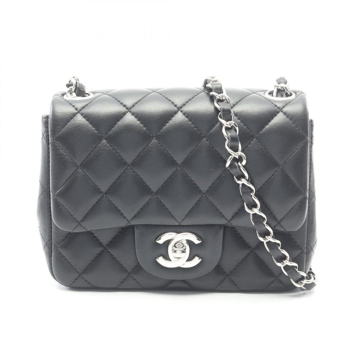 Chanel Shoulder Bag Mini Quilted Black Lambskin Chain