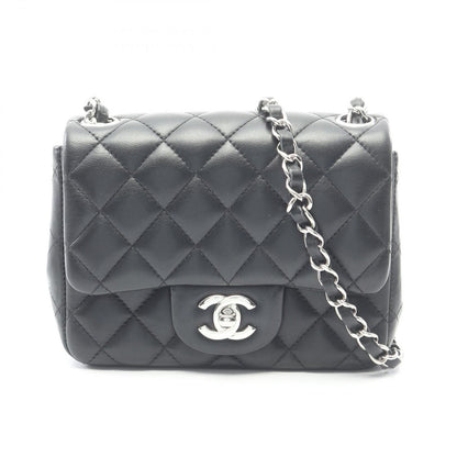 Chanel Shoulder Bag Mini Quilted Black Lambskin Chain