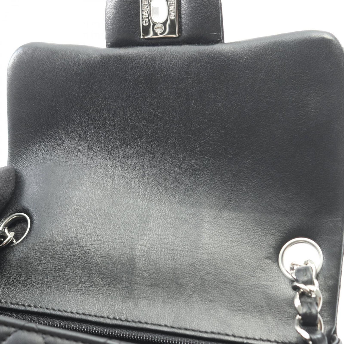 Chanel Shoulder Bag Mini Quilted Black Lambskin Chain — view 8