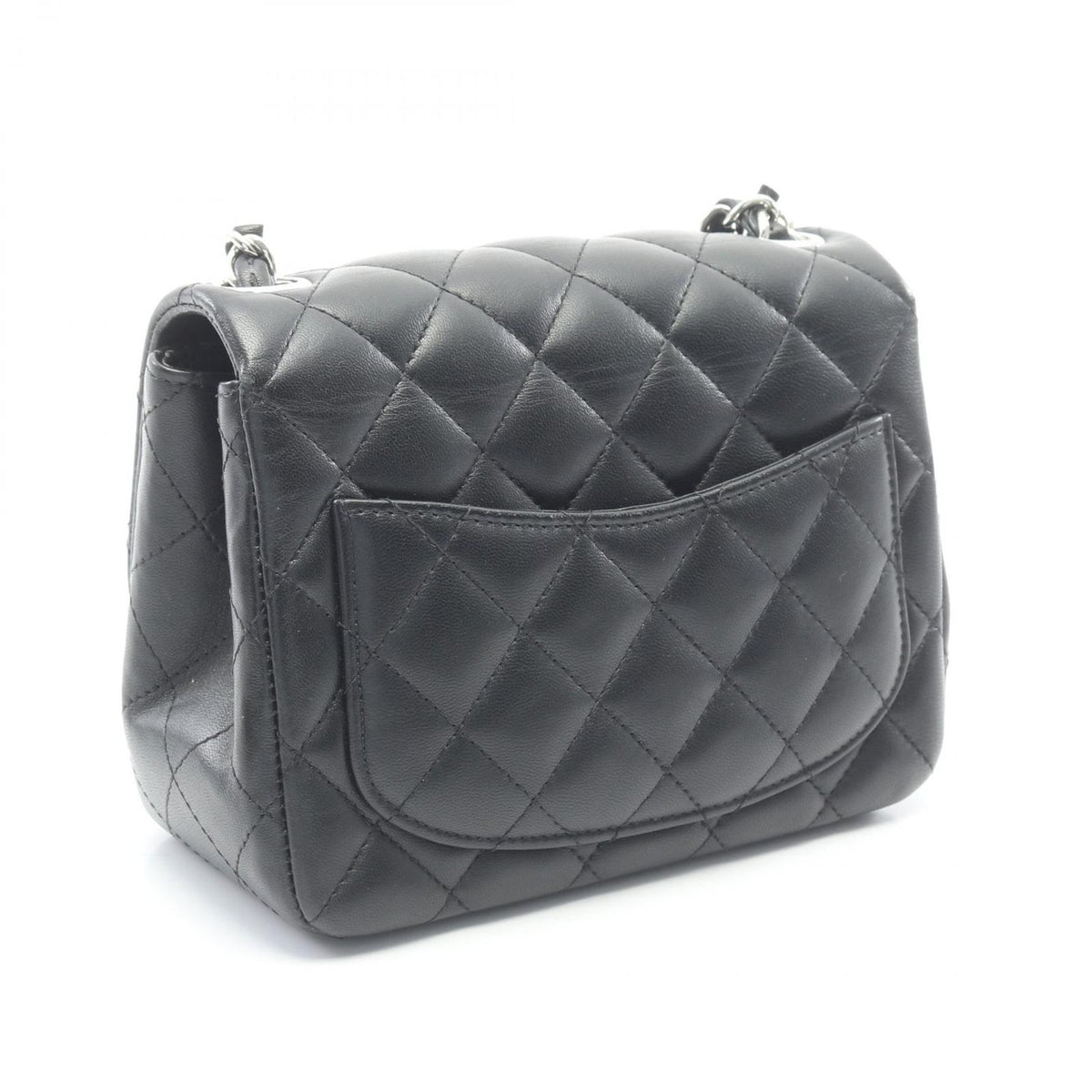 Chanel Shoulder Bag Mini Quilted Black Lambskin Chain — view 2