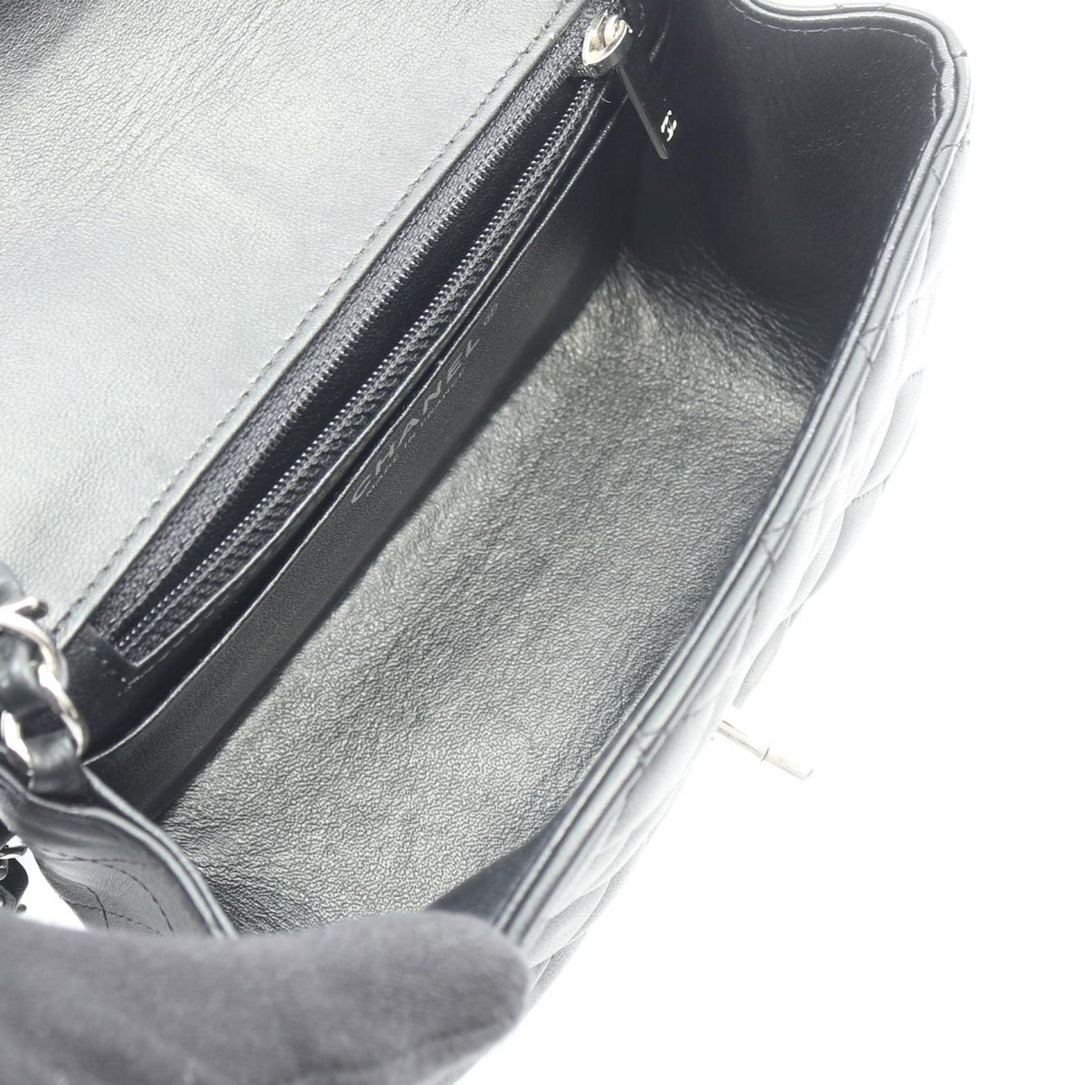 Chanel Shoulder Bag Mini Quilted Black Lambskin Chain — view 3
