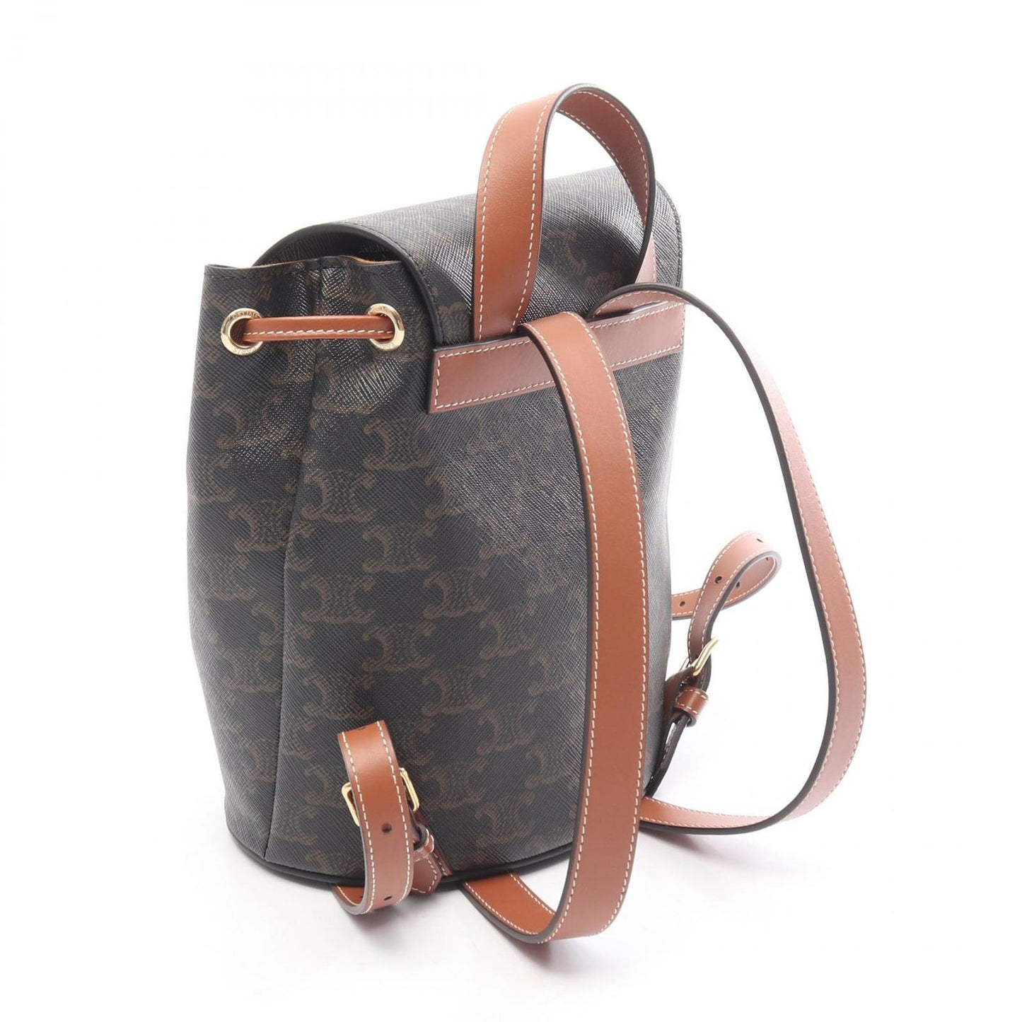 Celine Backpack Boni Triomphe Black Brown Canvas Leather Mini — view 2