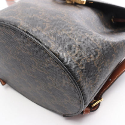 Celine Backpack Boni Triomphe Black Brown Canvas Leather Mini — view 5