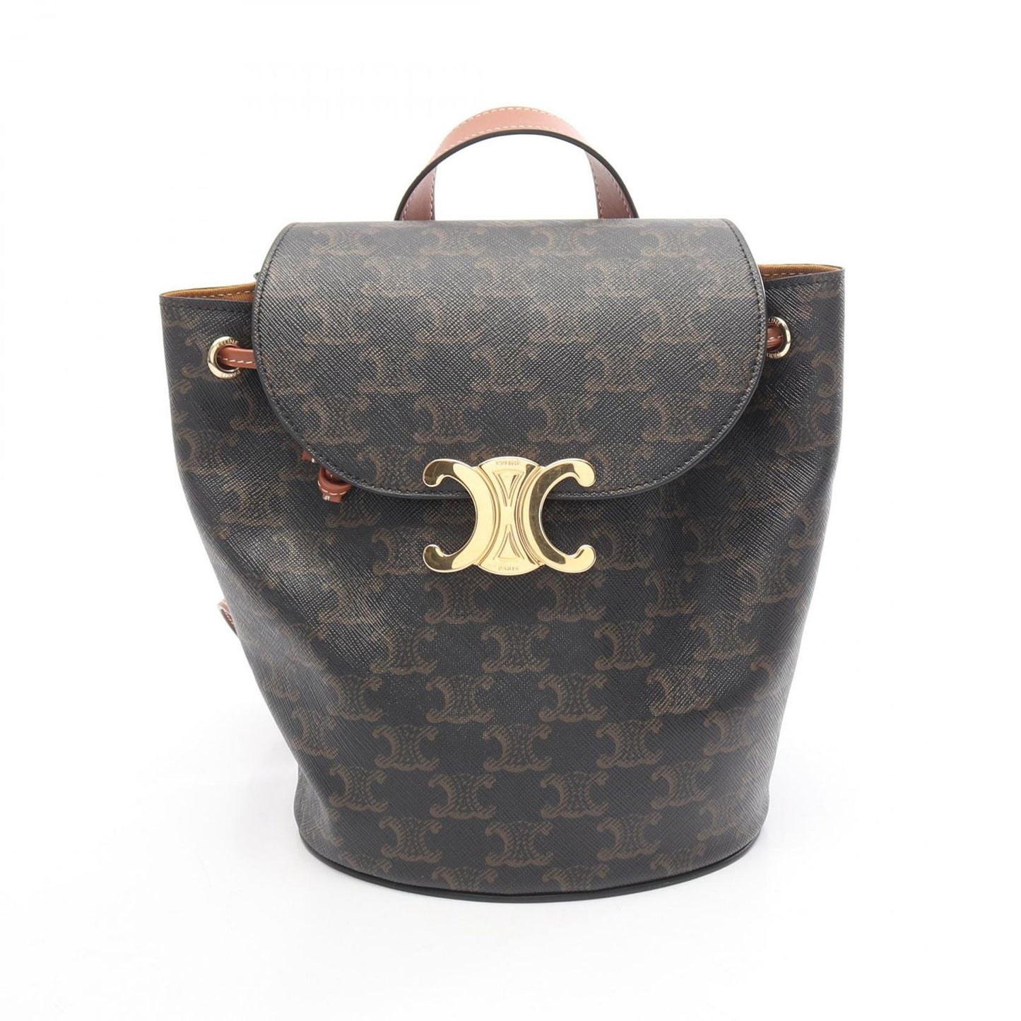 Celine Backpack Boni Triomphe Black Brown Canvas Leather Mini
