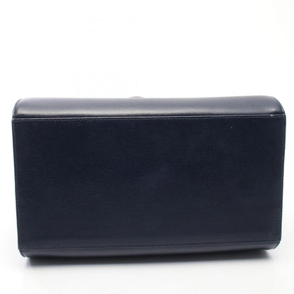 Dior Handbag Logo Plate Navy Leather — view 5