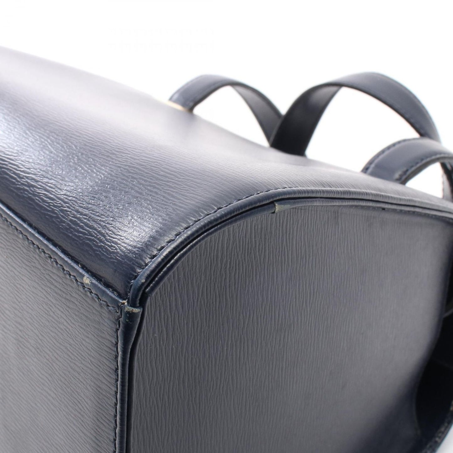 Dior Handbag Logo Plate Navy Leather — view 6