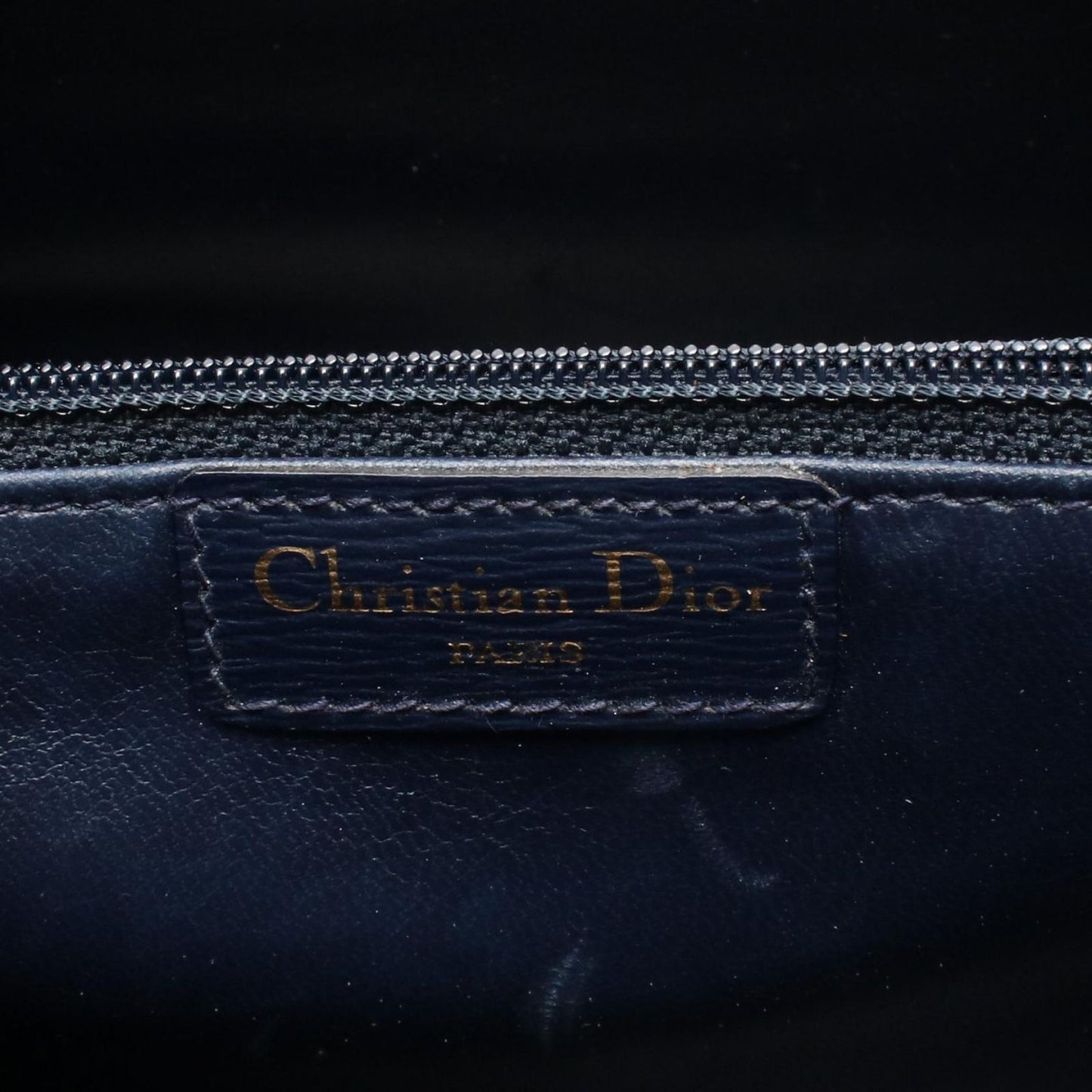 Dior Handbag Logo Plate Navy Leather — view 4