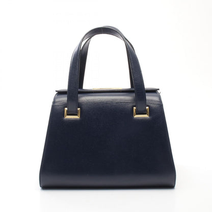 Dior Handbag Logo Plate Navy Leather