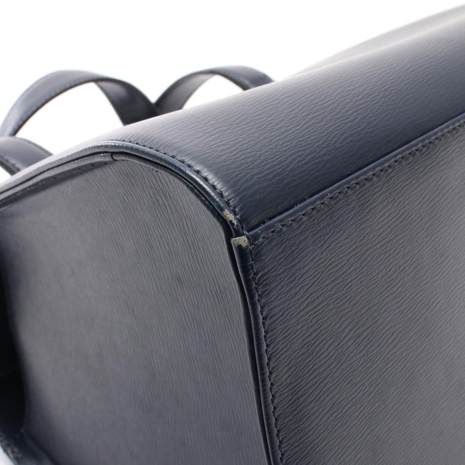 Dior Handbag Logo Plate Navy Leather — view 7