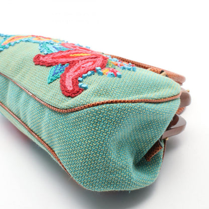 Gucci Handbag Bamboo Flower Embroidery Green Multicolor Exotic Cles the Hand — view 5