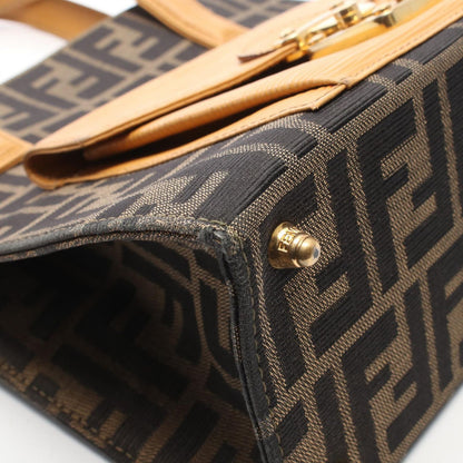 Fendi Handbag Zucca Brown Yellow Canvas Leather — view 9