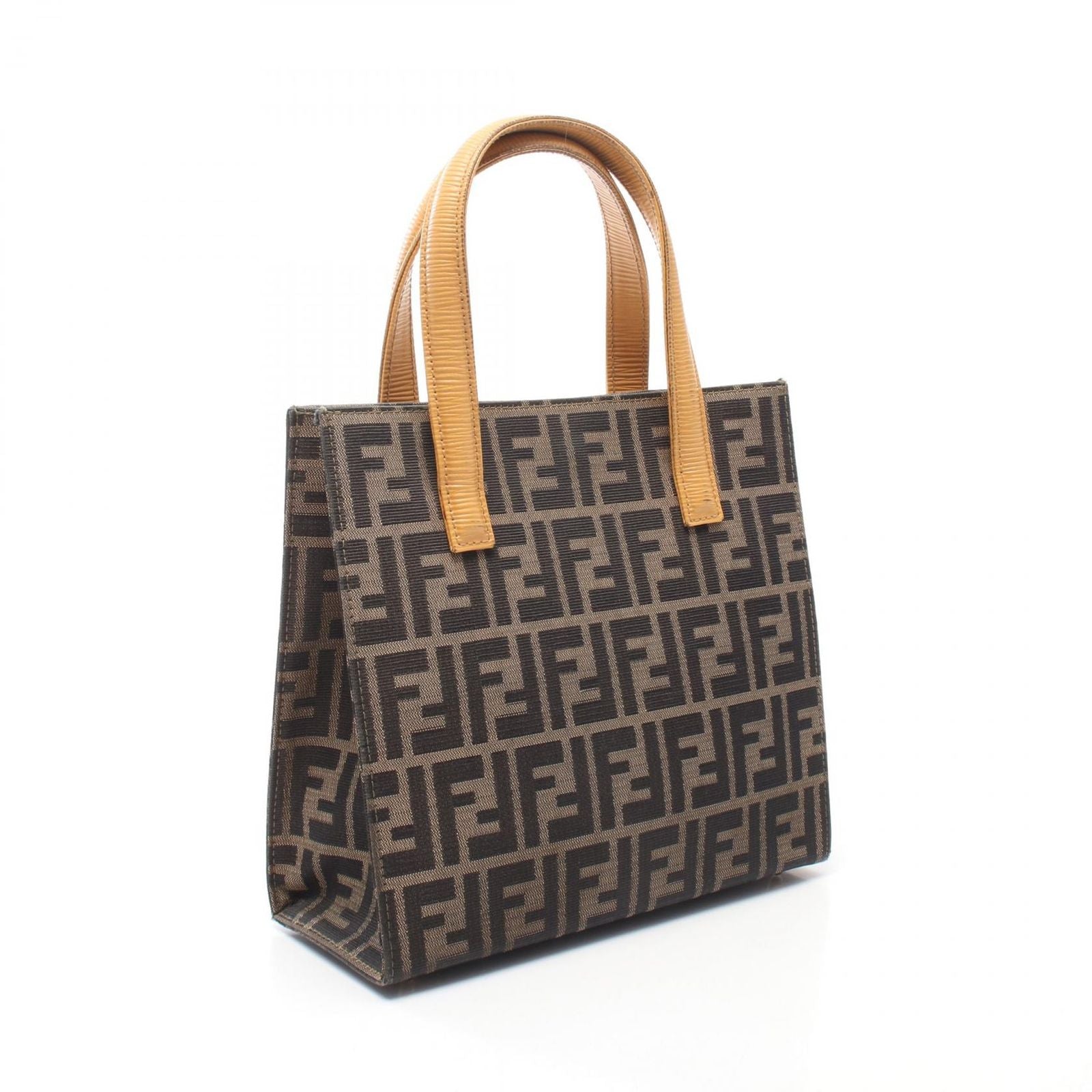 Fendi Handbag Zucca Brown Yellow Canvas Leather — view 2