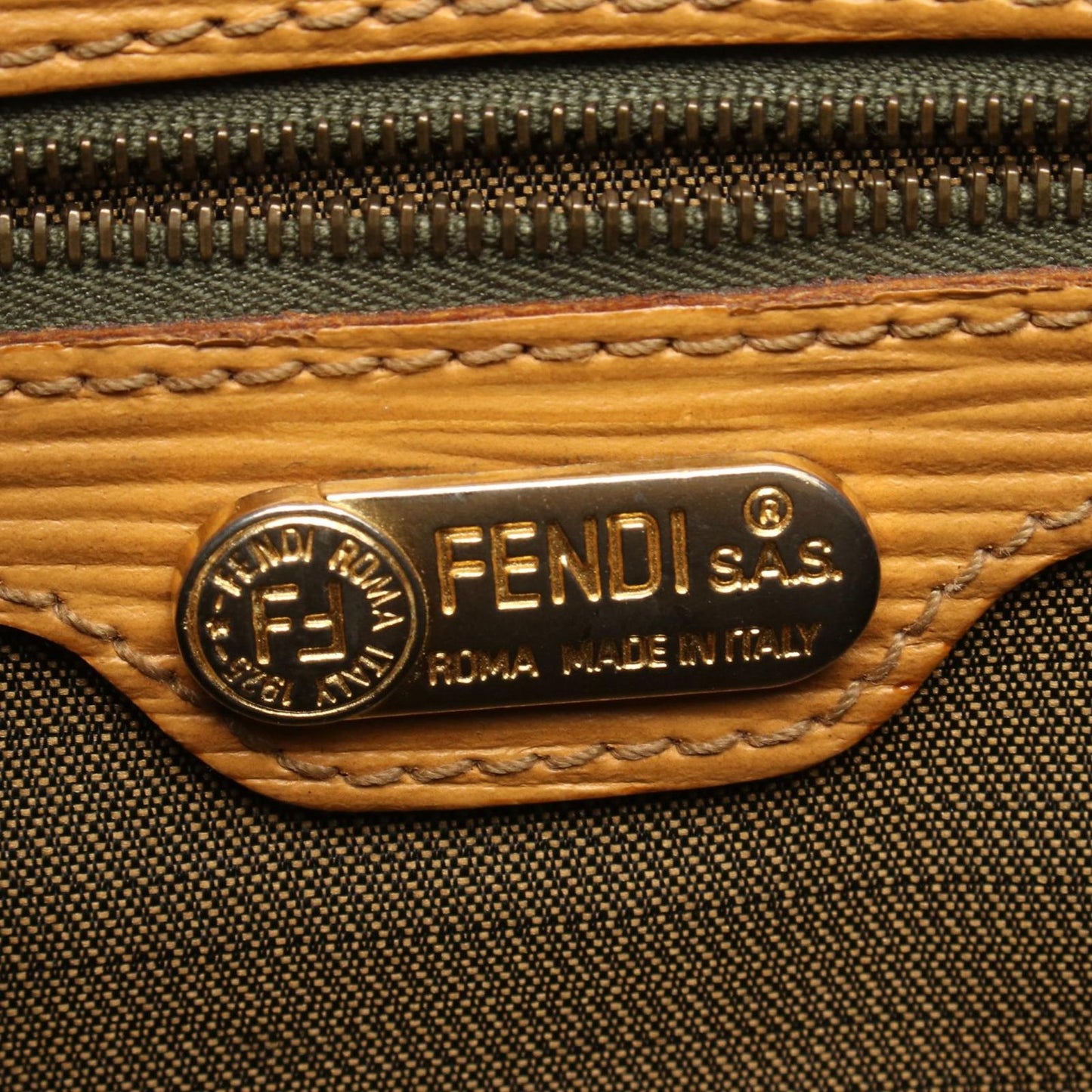 Fendi Handbag Zucca Brown Yellow Canvas Leather — view 4