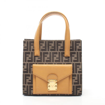 Fendi Handbag Zucca Brown Yellow Canvas Leather