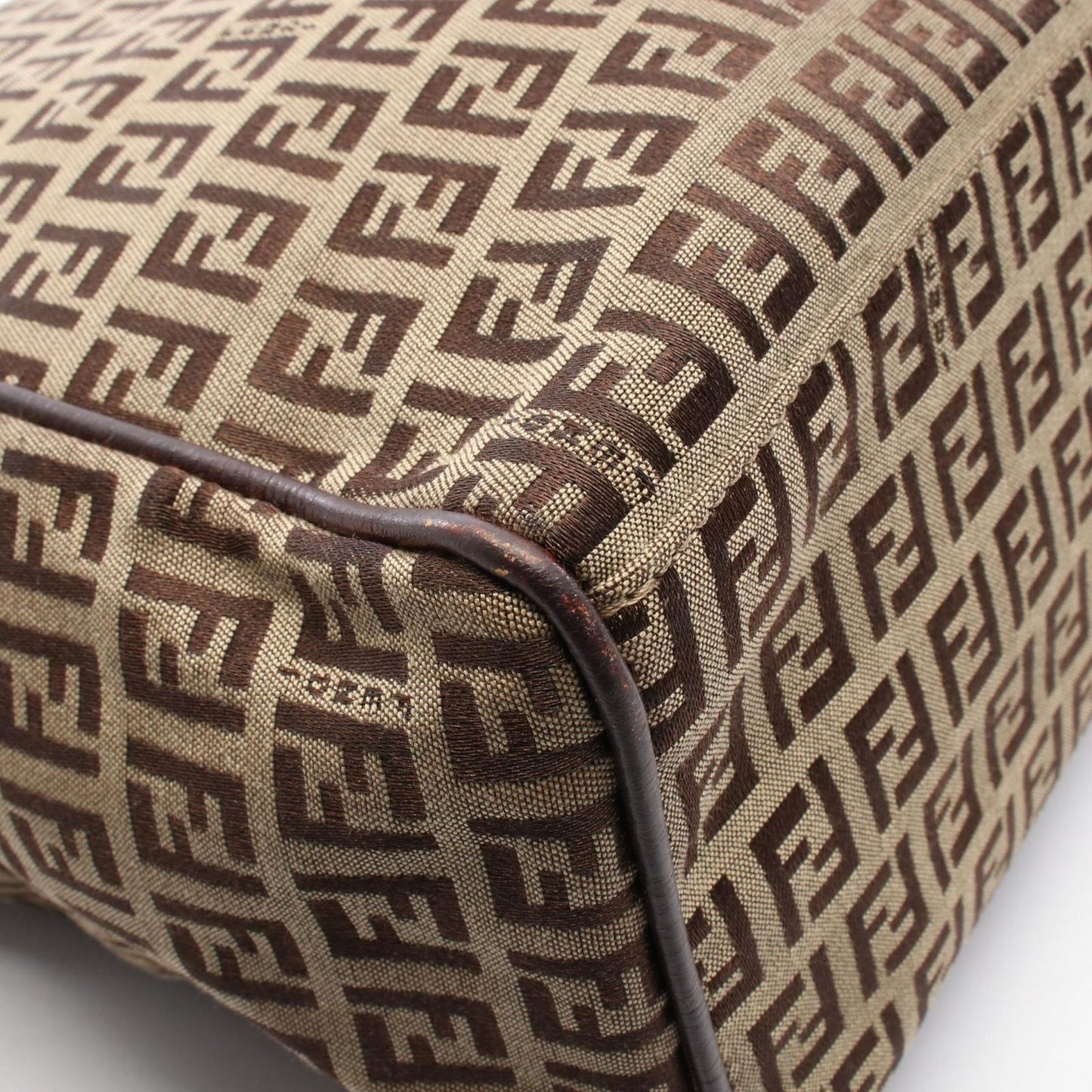 Fendi Tote Zucchino Beige Canvas Leather — view 6