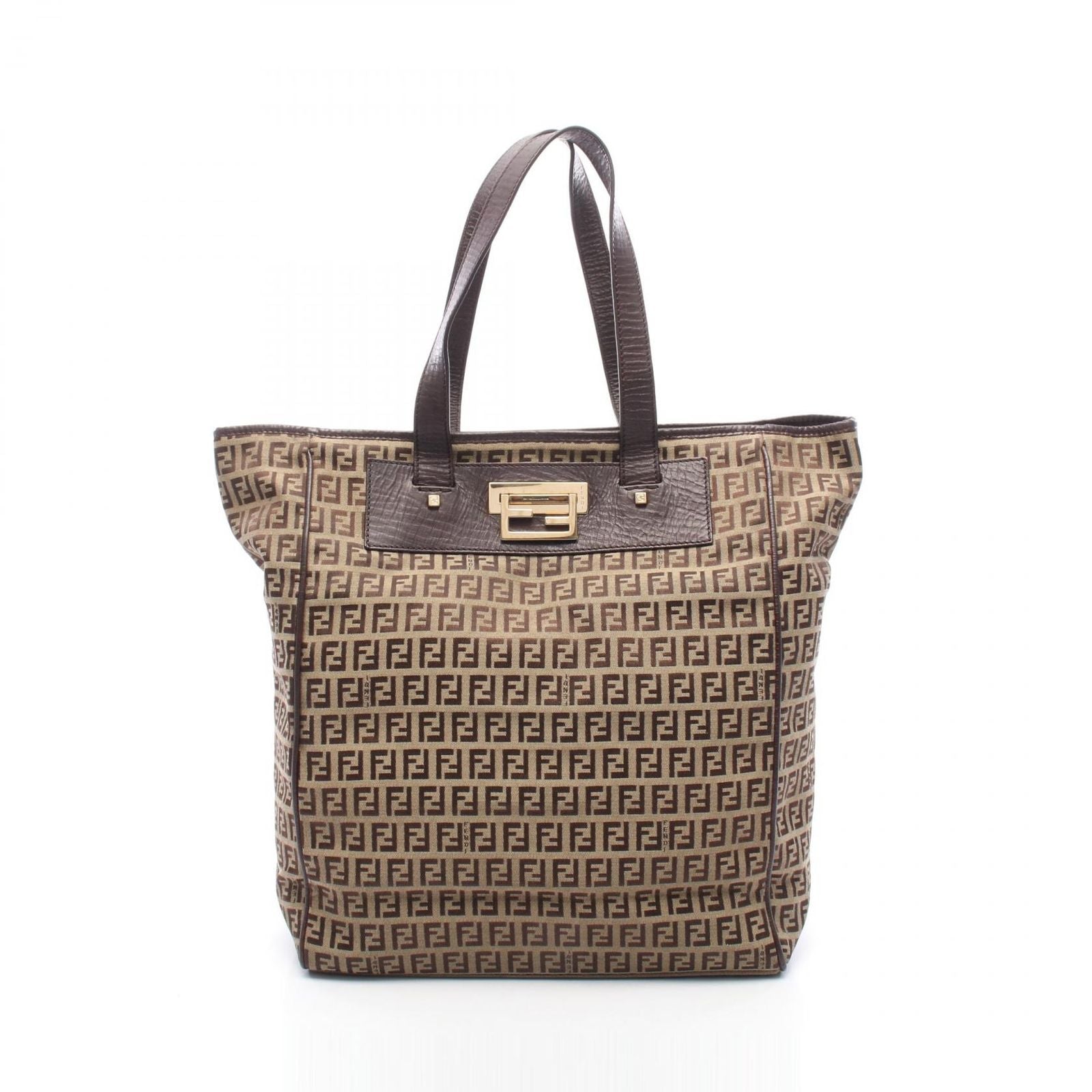 Fendi Tote Zucchino Beige Canvas Leather