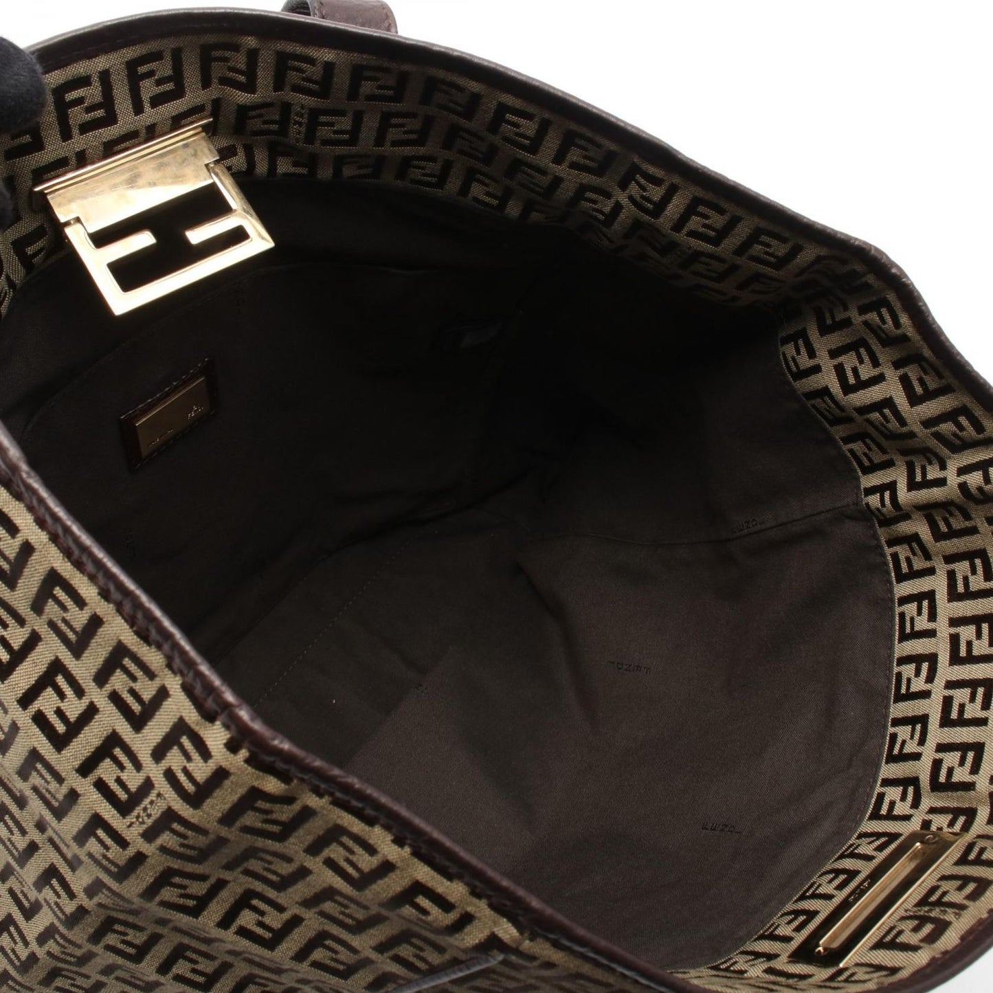 Fendi Tote Zucchino Beige Canvas Leather — view 3
