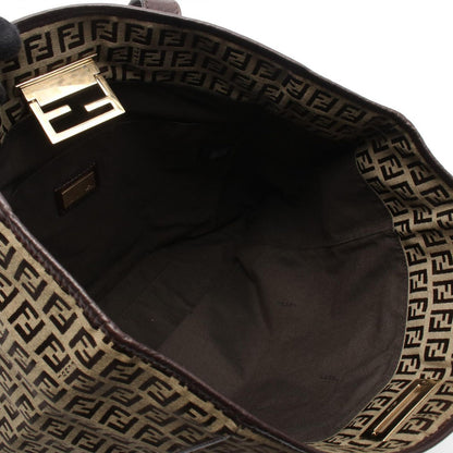 Fendi Tote Zucchino Beige Canvas Leather — view 3